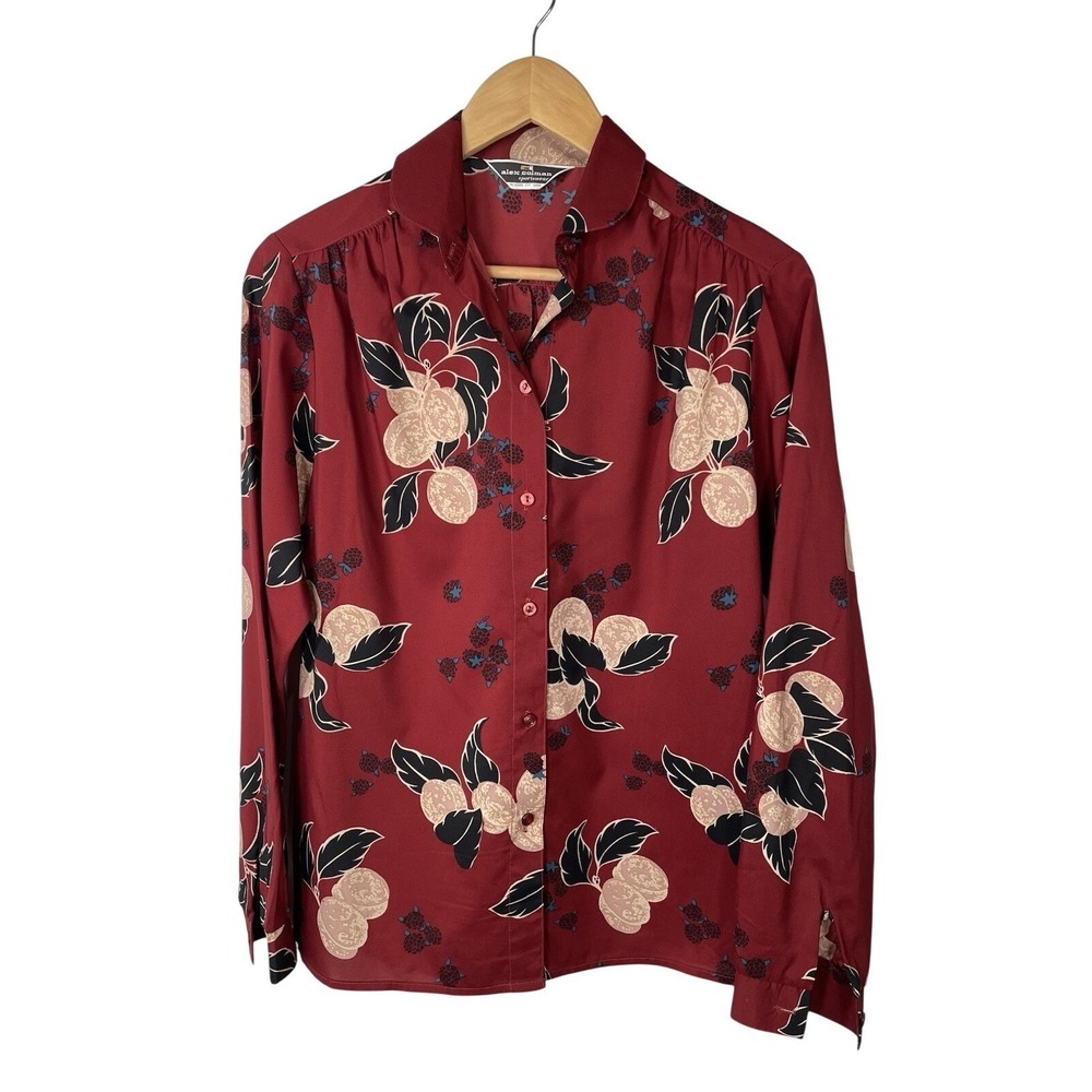 VTG 70s 80s Alex Colman Polyester Top Button Front SZ M/L ( SEE HOLE